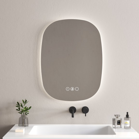 Огледало за баня с вградено LED осветление; ОБЩ РАЗМЕР (см) Ш*В*Д 	60*80