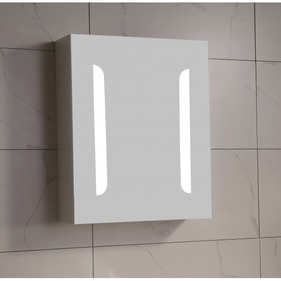 Огледален PVC шкаф с LED осветление, РАЗМЕР (см) /Ш/В/Д/ 	45x14x55