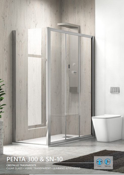Karag кабина 100x80x190см, прозрачно стъкло 4мм, профил хром