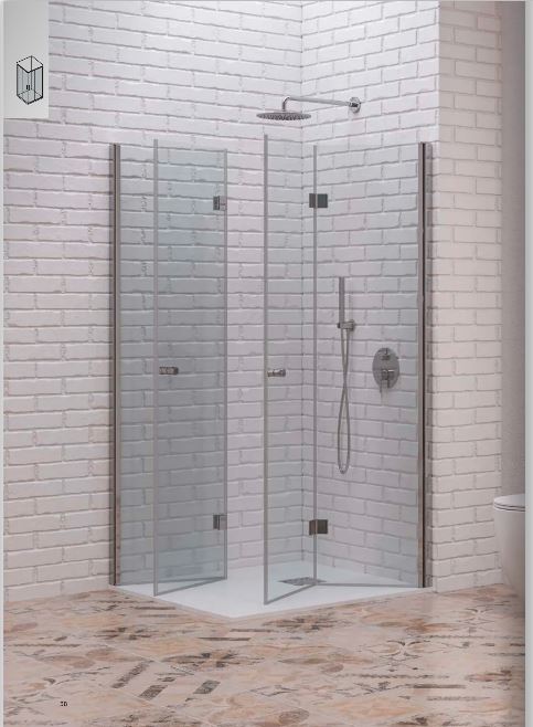 Karag кабина 80x80x200см, отваряне хармоника, прозрачно стъкло 6мм, профил хром