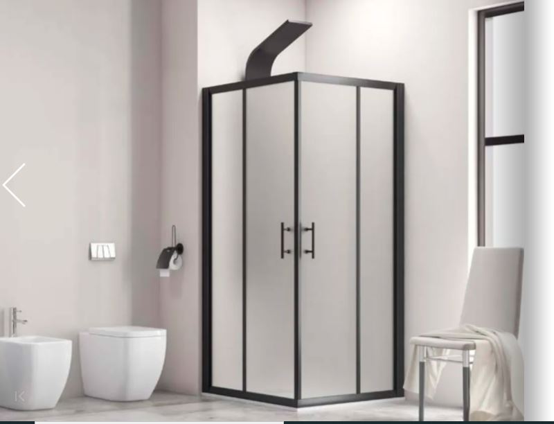 Karag кабина 90x130x190см, матирано стъкло 6мм, черен профил, Nano-skin покритие