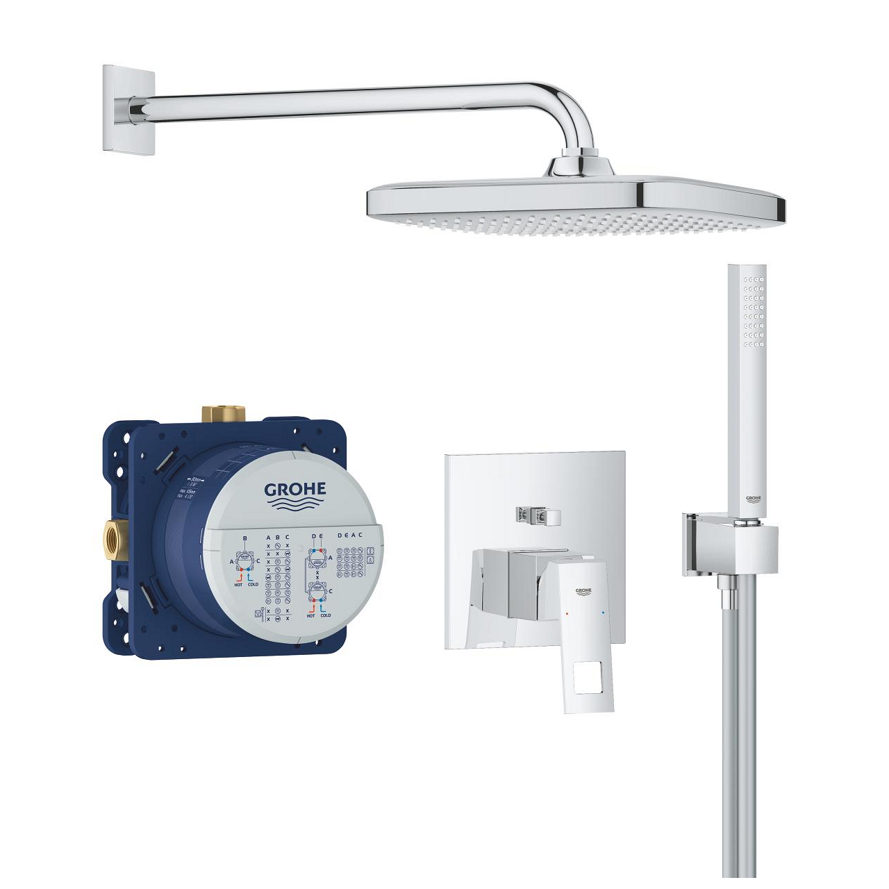 GROHE Душ комплект за вграждане с квадратна душ пита 25/25см