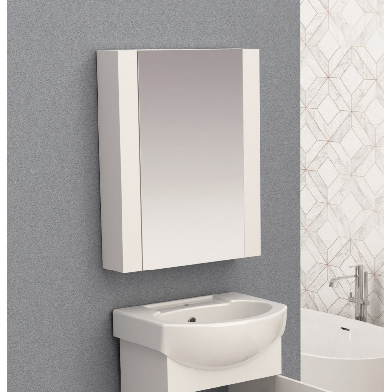 INTERCERAMIC Горен огледален PVC шкаф за баня. Размер 55*70*13, Панти със Soft Close механизъм за плавно затваряне.