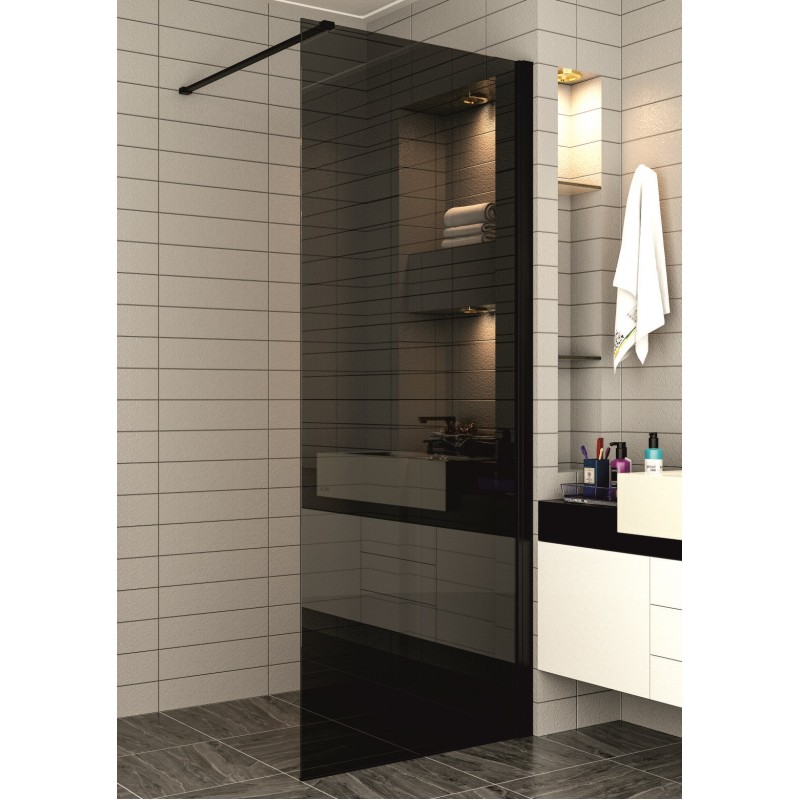 Стационарен параван, Размер: 100x200см, Тонирано стъкло 6мм, обков черен, профил за стената и пода