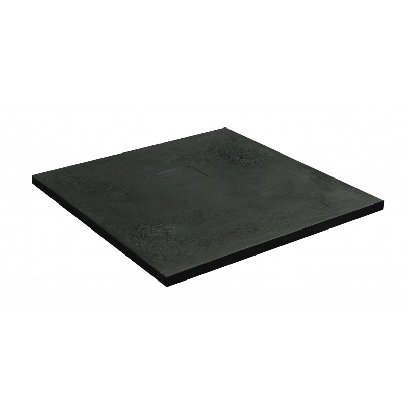 Корито за вграждане черно от полимермрамор без сифон, 80x80x4см, с капачка от същия материал