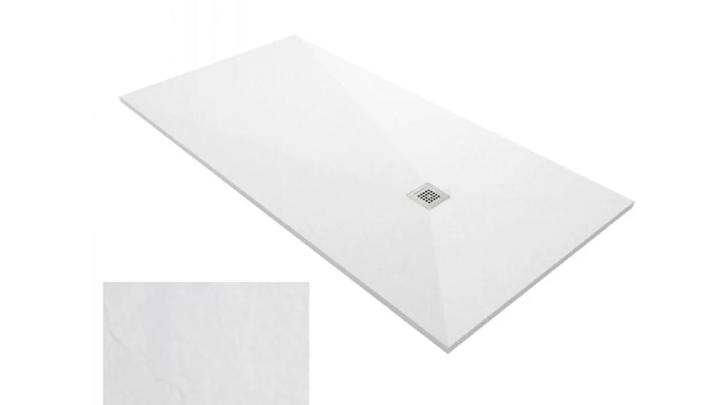 KARAG Корито за вграждане бяло, 70x120x2.5см, сифон с решетка от неръждаема стомана Ø90