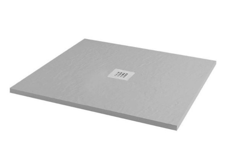KARAG Корито за вграждане сиво, 90x90x2.5см, сифон с решетка от неръждаема стомана Ø90