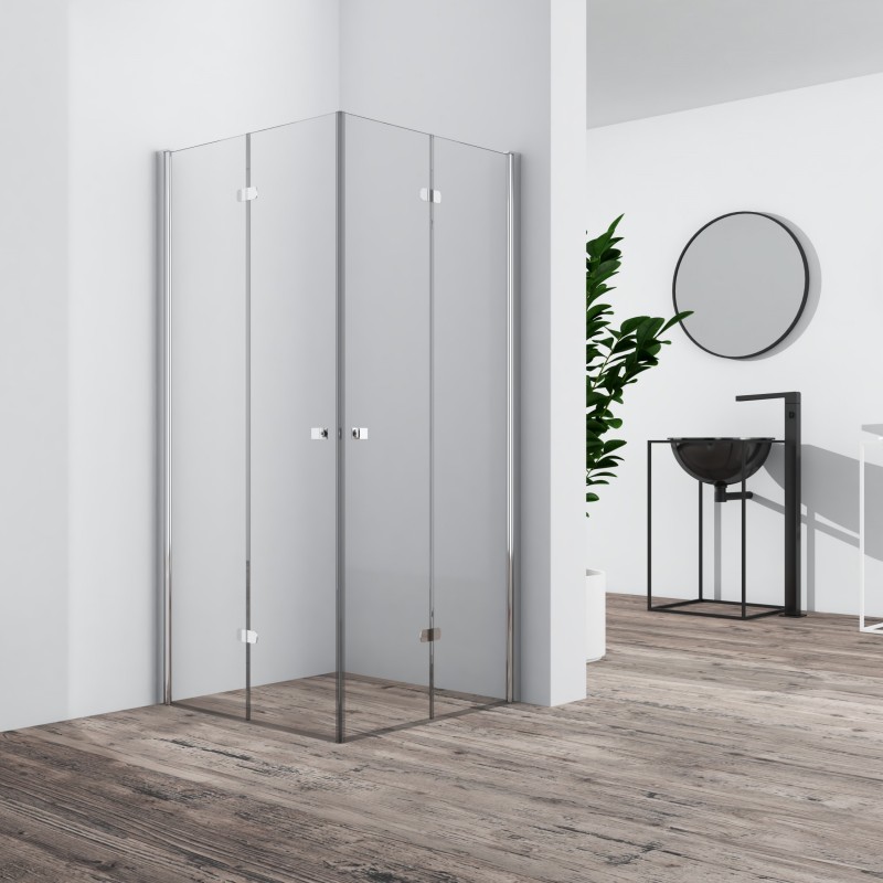Душ кабина 80x120x200см, 6мм прозрачно стъкло NANO, отваряне хармоника, профили хром
