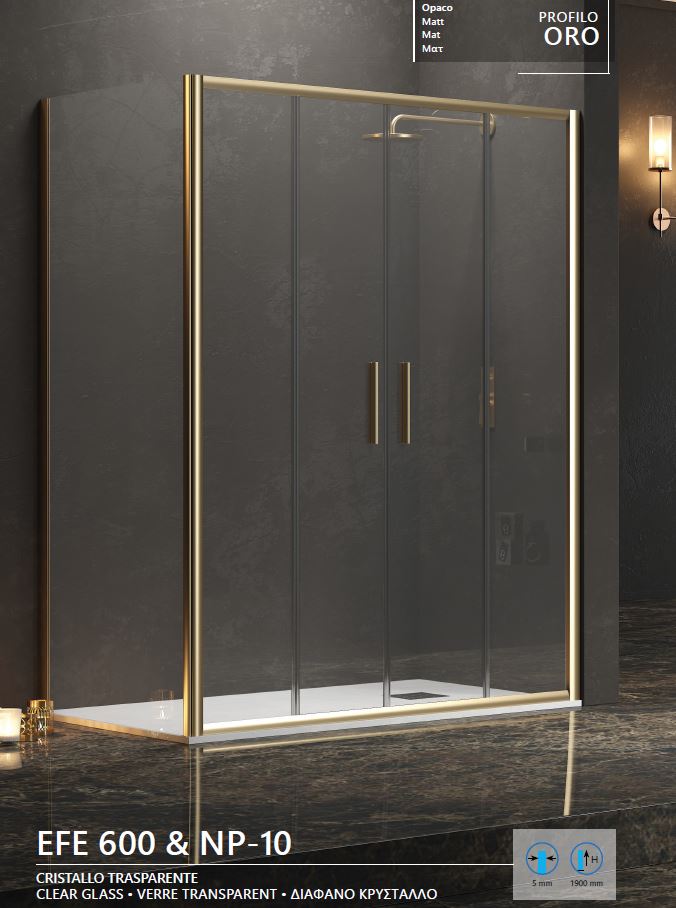 Karag кабина 160x80x190см, прозрачно стъкло 5мм, златен профил мат
