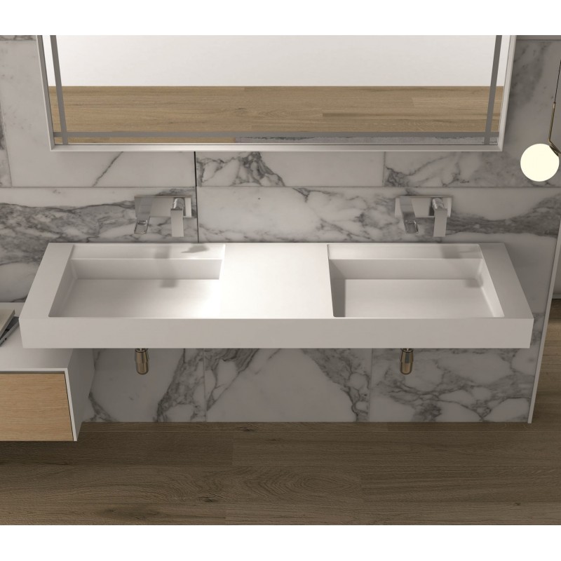 Двоен умивалник от материал iStone Solid Surface, размер 180x55x14.5см, без сифон