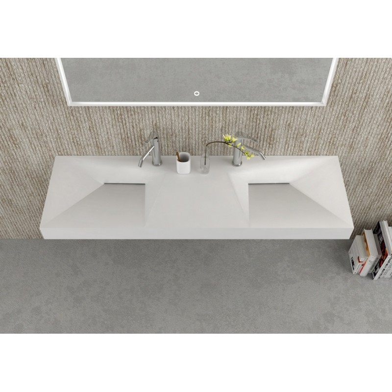 Двоен умивалник от материал iStone Solid Surface, размер 150x46x12см, без сифон