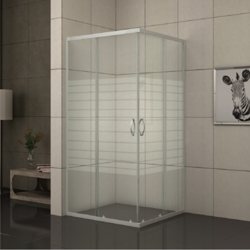 Квадратна душ кабина 80x80x180см, 4мм рисувано стъкло, профили хром