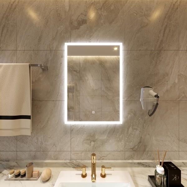 Огледало за баня с вградено LED осветление, размер: 60x80см, TOUCH SCREEN