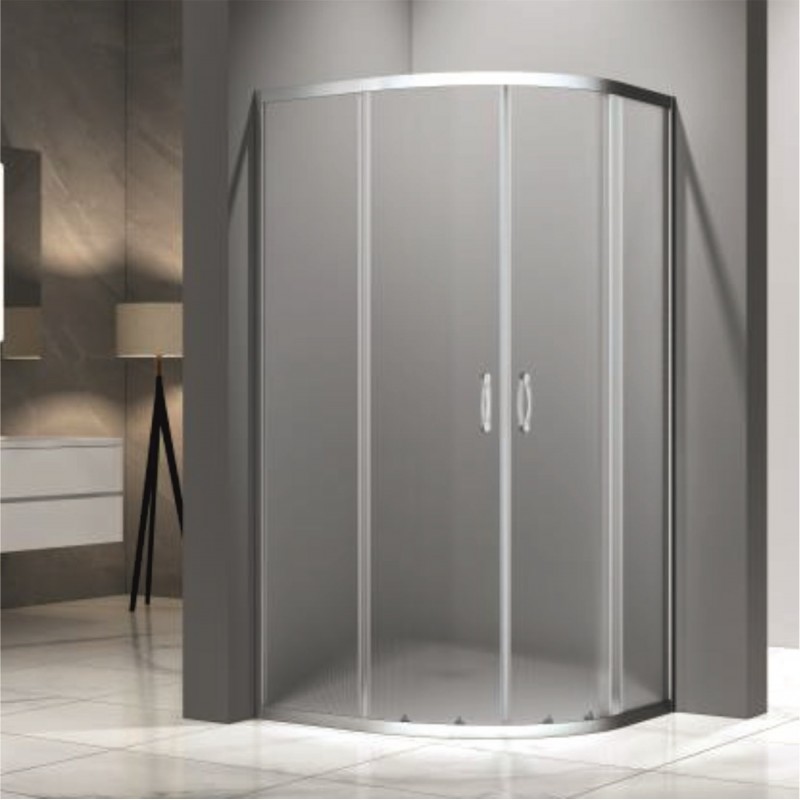 Oвална душ кабина 80x80x180см, матирано стъкло 4мм, профили сатен