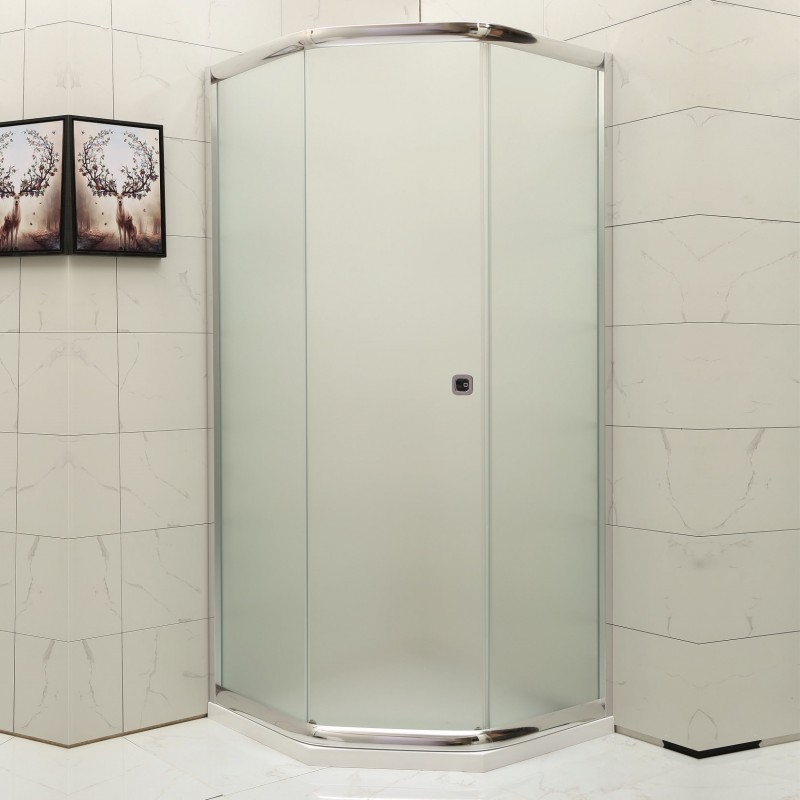 Петоъгълна душ кабина 90x90x200см, 5мм матирано стъкло, профили хром