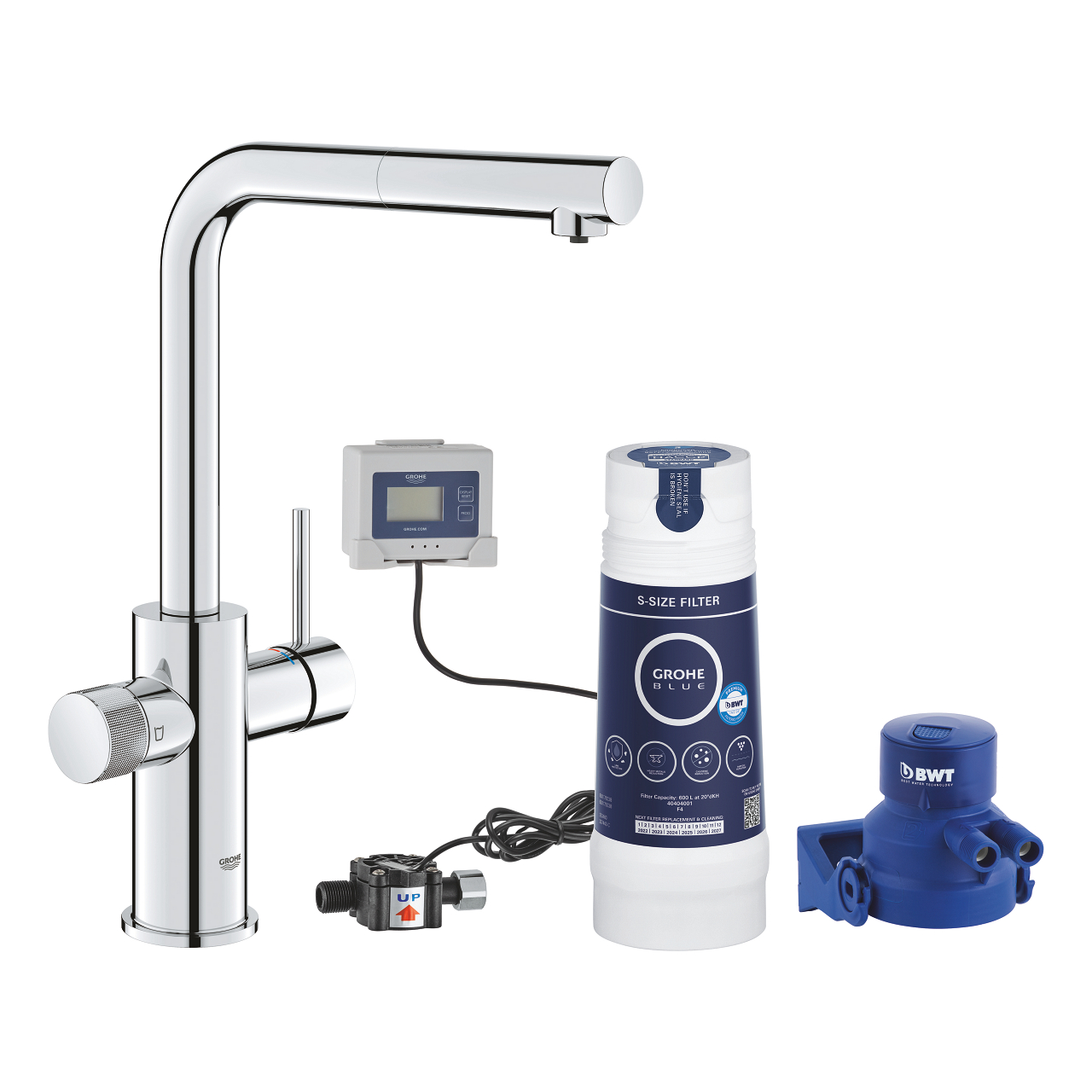 GROHE Blue Pure Minta Starter kit with pull-out faucet Кухненски смесител с филтър, комплект