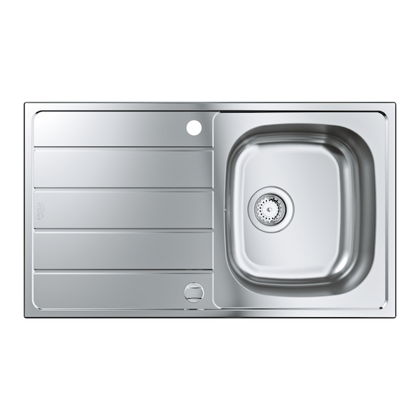 Кухненска мивка GROHE K200 от неръждаема стомана с плот за отцеждане и 1 купа Размер: 86 х 50 см Размер на купата: 35 х 40 х 16 см