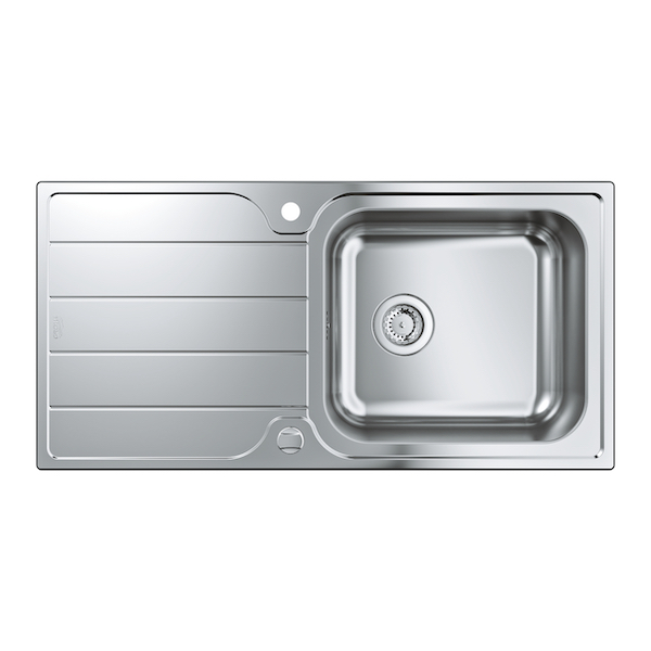 Кухненска мивка GROHE K500 от неръждаема стомана с плот за отцеждане и 1 купа Размер: 100 х 50 см Размер на купата: 45 х 40 х18 см