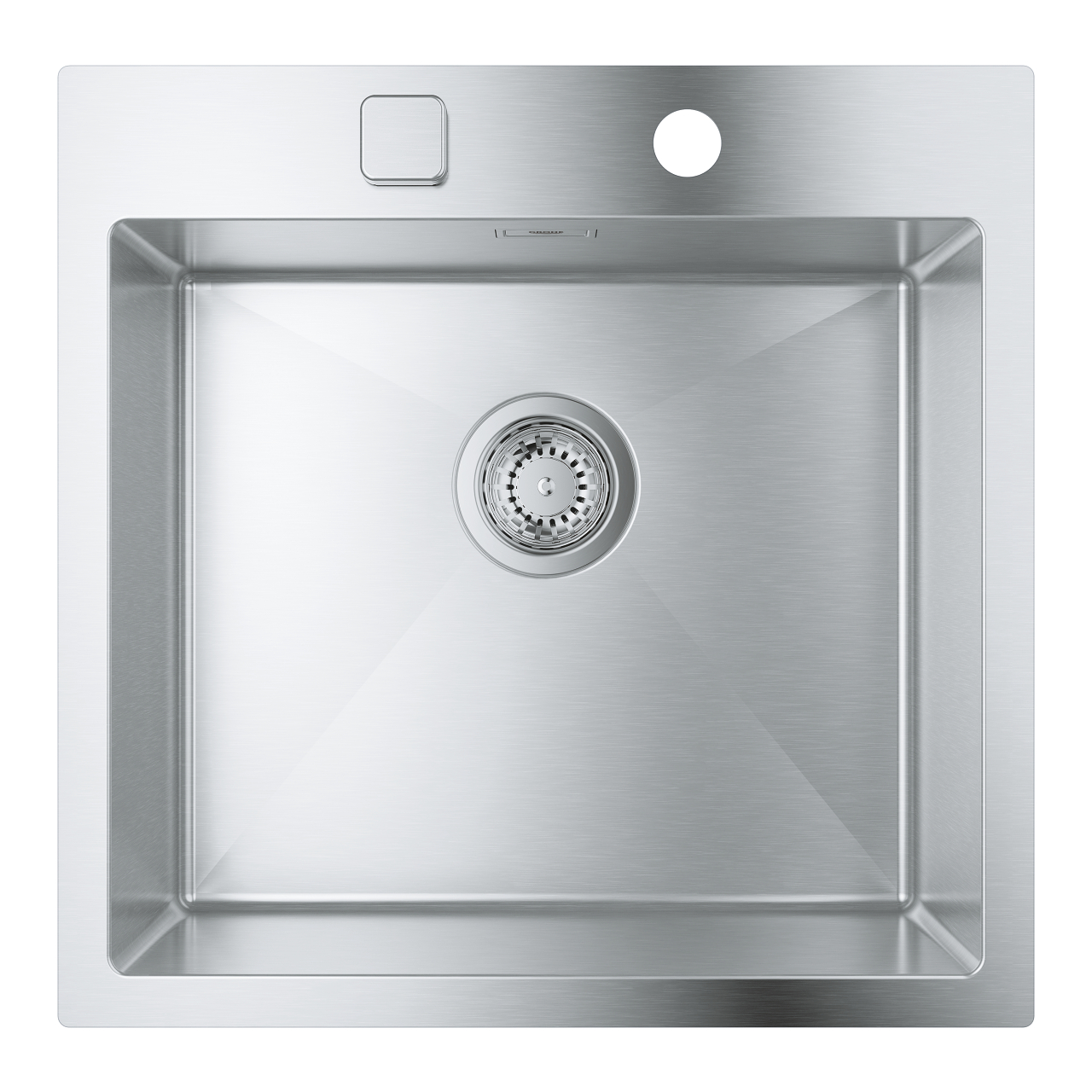Кухненска мивка GROHE К800 от неръждаема стомана с 1 купа Монтаж върху плот GROHE Whisper Размер: 51,8 х 56 см Размер на купата: 46,2 х 40 х 20 см