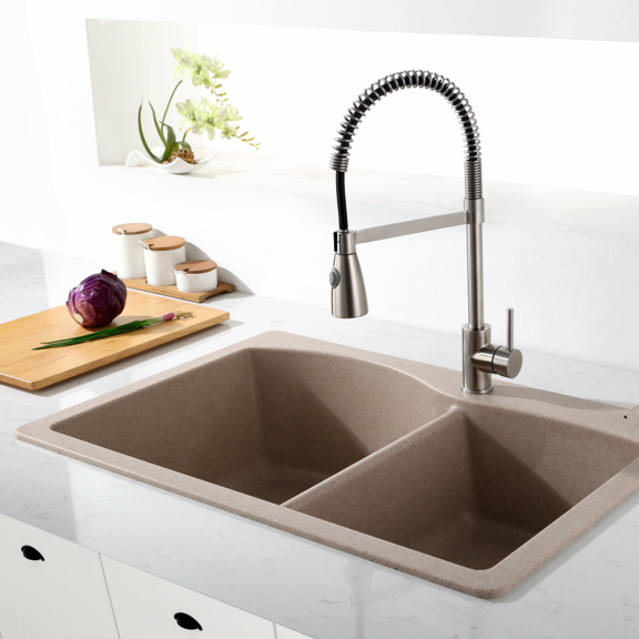Двойна кухненска  мивка в комплект със сифон ICGS 8401 SAND, ШИРИНА (см) 	84 ; ВИСОЧИНА (см) 	24 ; ДЪЛБОЧИНА (см) 	56