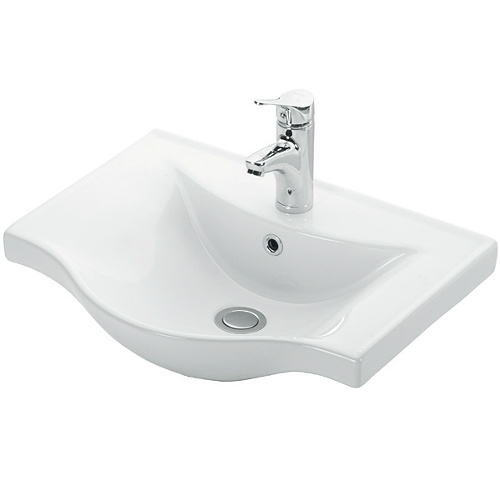 KARAG BASIC 7055 Порцеланова Мивка за баня 550x450x175мм за стенен монтаж, Бяла