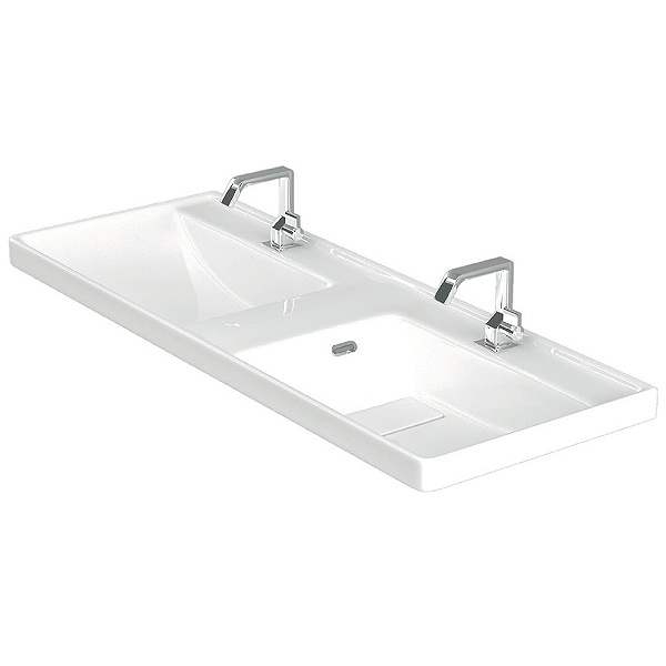 KARAG QUATTRO 8120 Порцеланова Мивка двойна за баня 1200х470х190мм за стенен монтаж, Бяла