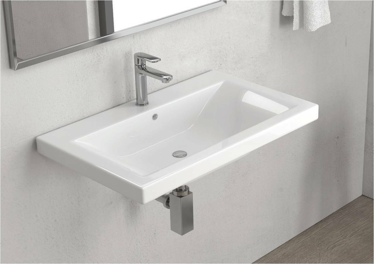 KARAG DELFT 61070 Порцеланова Мивка за баня 700χ440χ150мм за стенен монтаж, Бяла