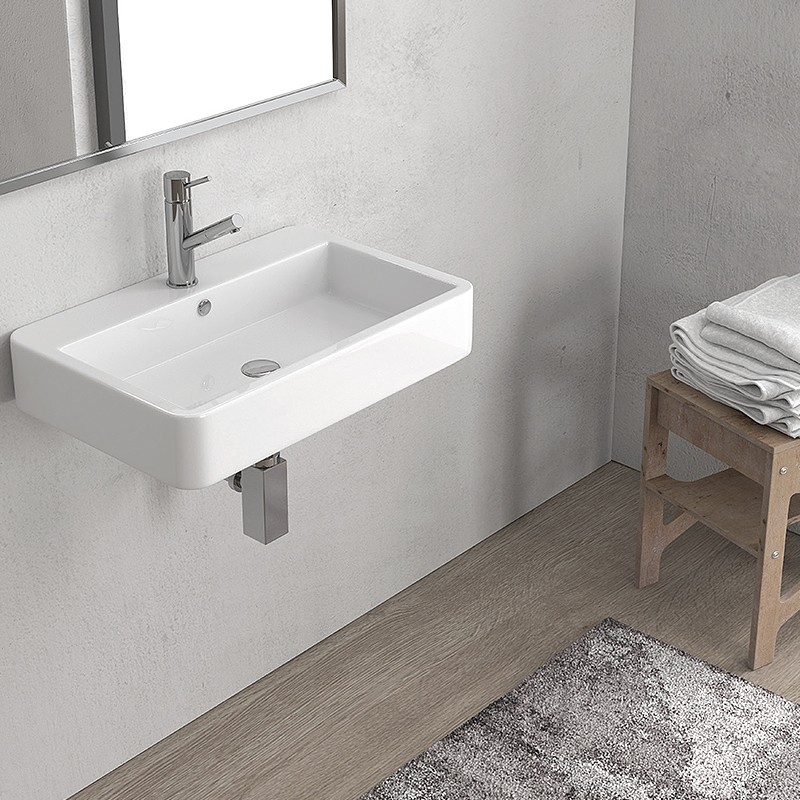 KARAG CONTOUR 61060 Порцеланова Мивка за баня 600χ400χ120мм за стенен монтаж, Бяла