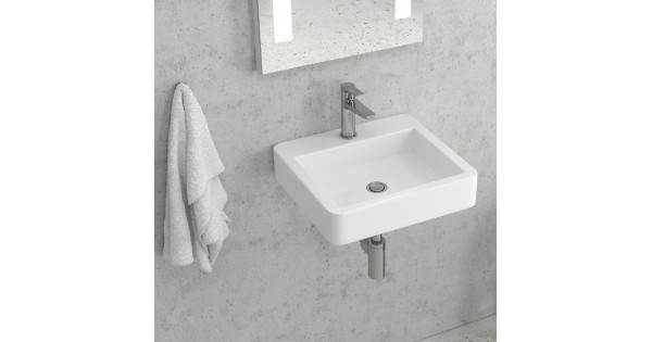 KARAG LT 5032 Порцеланова Мивка за баня 450x420x100мм за стенен монтаж, Бяла
