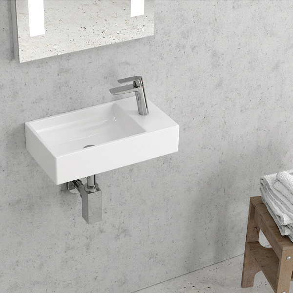 KARAG LT 5043 Порцеланова Мивка за баня 460x260x105мм за стенен монтаж, Бяла
