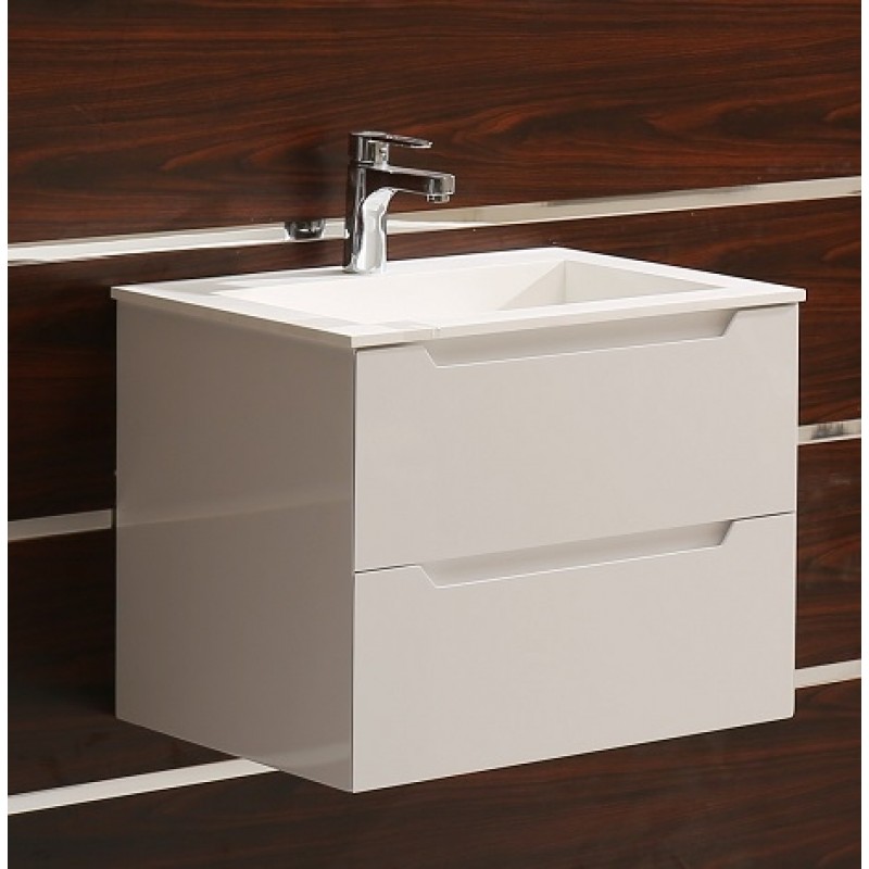 PVC Долен шкаф за баня, панти със “soft close” механизъм, 60x46x48см, Умивалник iStone материал