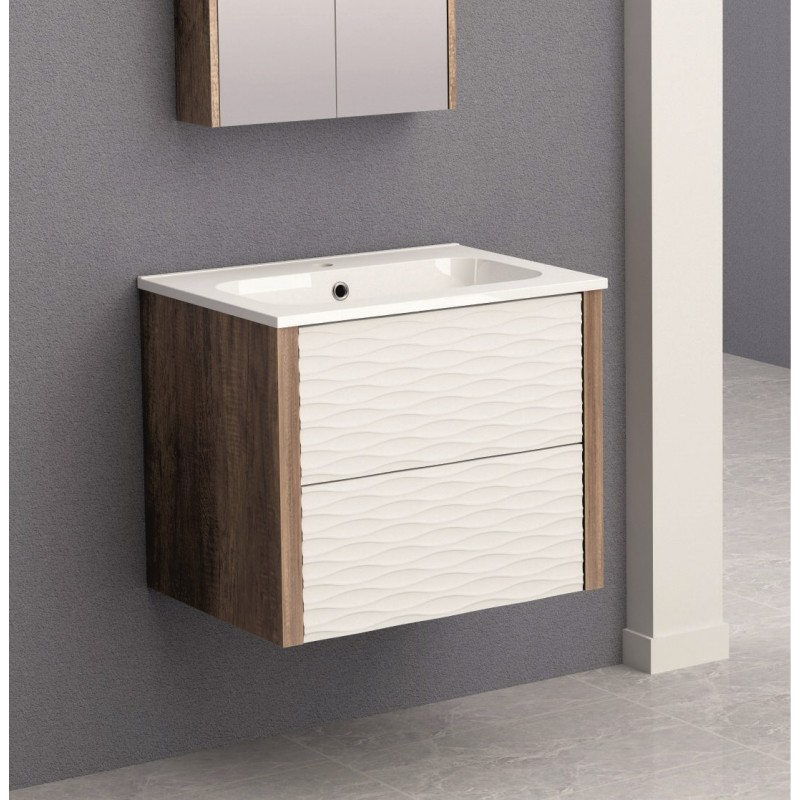 PVC Долен шкаф за баня, панти със “soft close” механизъм. 60x45x50см, , Умивалникът е от смола