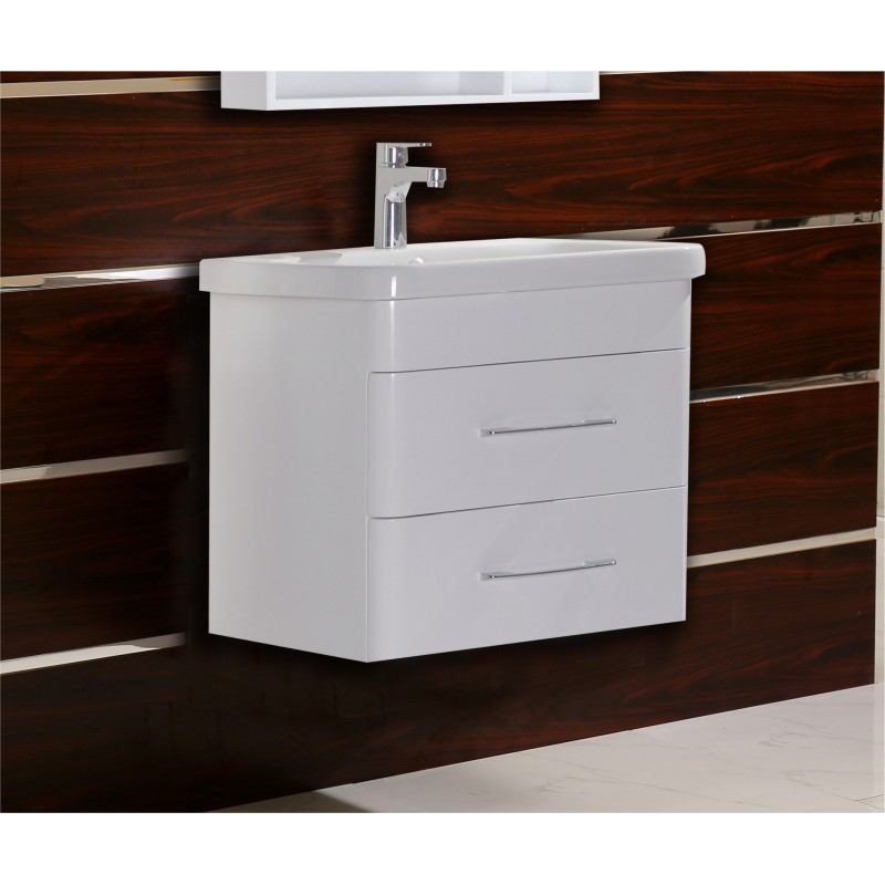 PVC Долен шкаф за баня, панти със “soft close” механизъм, 60x45x55см, умивалник от порцелан