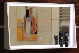 Огледало за баня с PVC рамка,  LED  осветление, TOUCH SCREEN, размер: 80*45см 